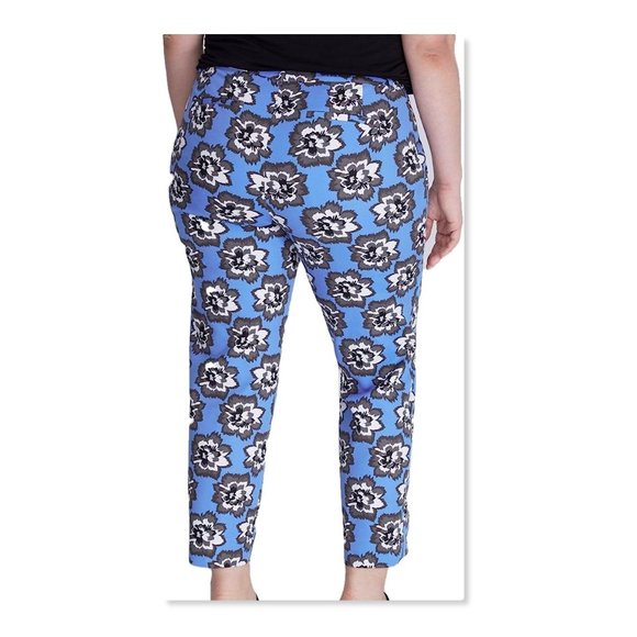 Lane Bryant Lena Modernist Blue Floral Ankle Pant Stretch Cotton Blend Sz 14 NWT - Picture 6 of 16